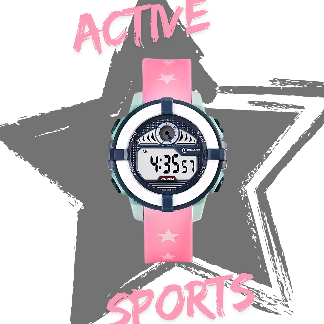 Hooper Kids Digital Sports LED Wrist Watch Boys Girls 5-12 Years Waterproof Multifunction Alarm Stopwatch Backlight Durable Strap Outdoor Casual Wear