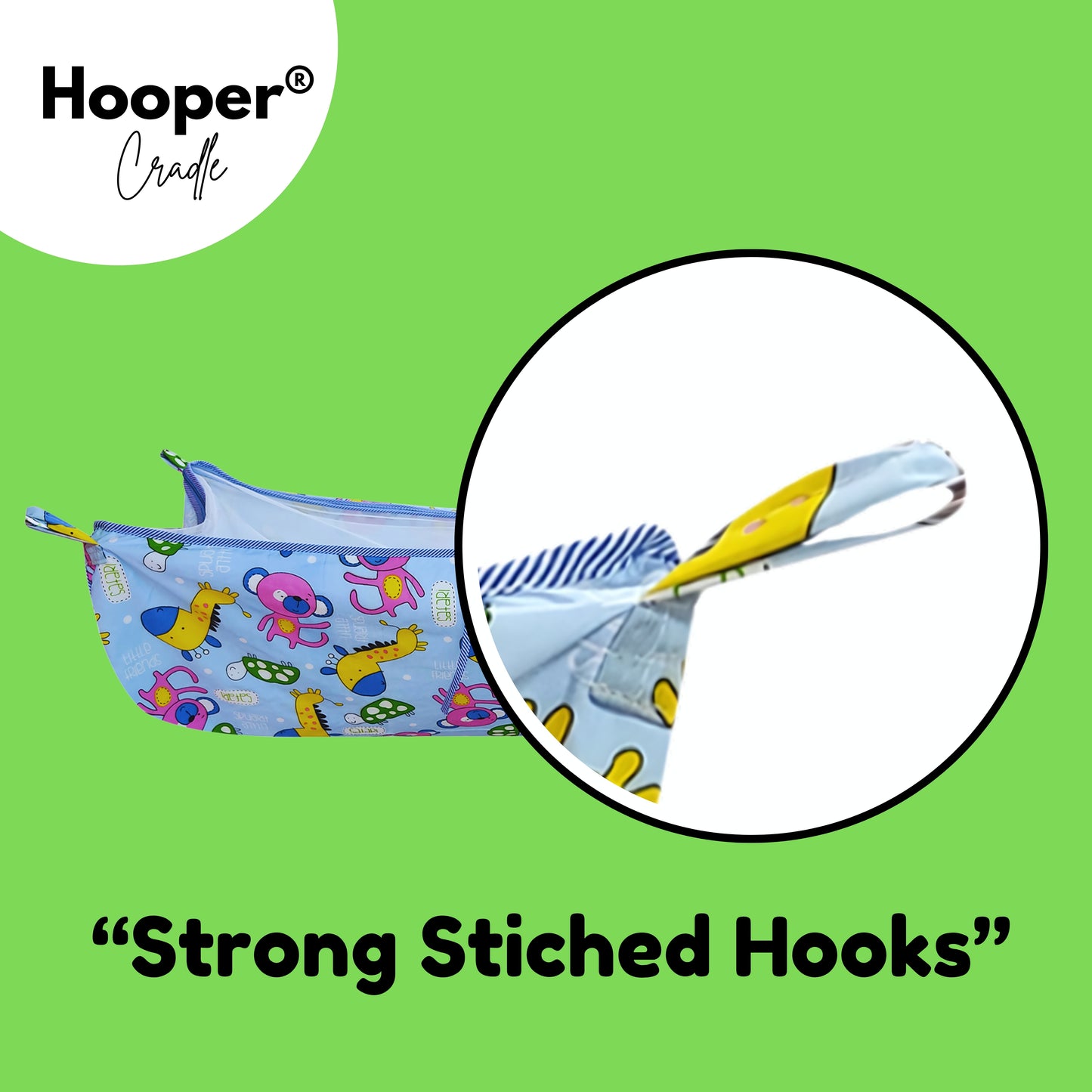Hooper Soft Cloth Swing Baby Cradle/Ghodiyu/Khoyu Hammock in Cool Cotton Trendy Printed Design, Baby Cradle Cloth with Mosquito Net