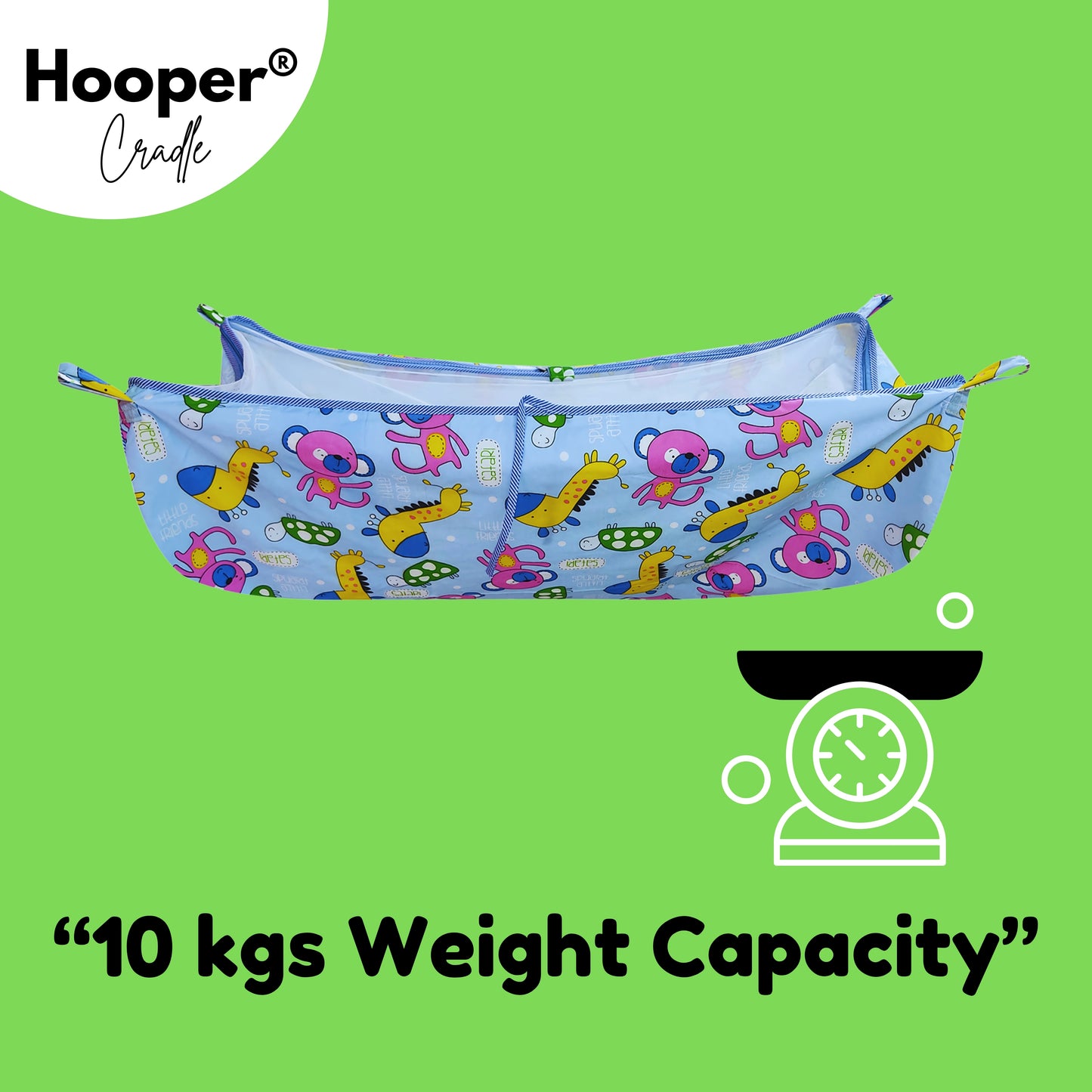 Hooper Soft Cloth Swing Baby Cradle/Ghodiyu/Khoyu Hammock in Cool Cotton Trendy Printed Design, Baby Cradle Cloth with Mosquito Net