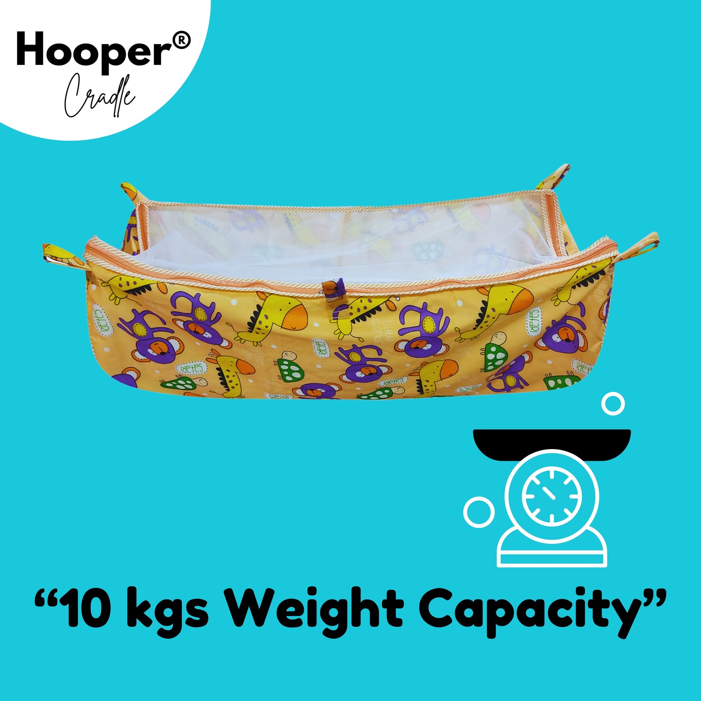 Hooper Soft Cloth Swing Baby Cradle/Ghodiyu/Khoyu Hammock in Cool Cotton Trendy Printed Design, Baby Cradle Cloth with Mosquito Net