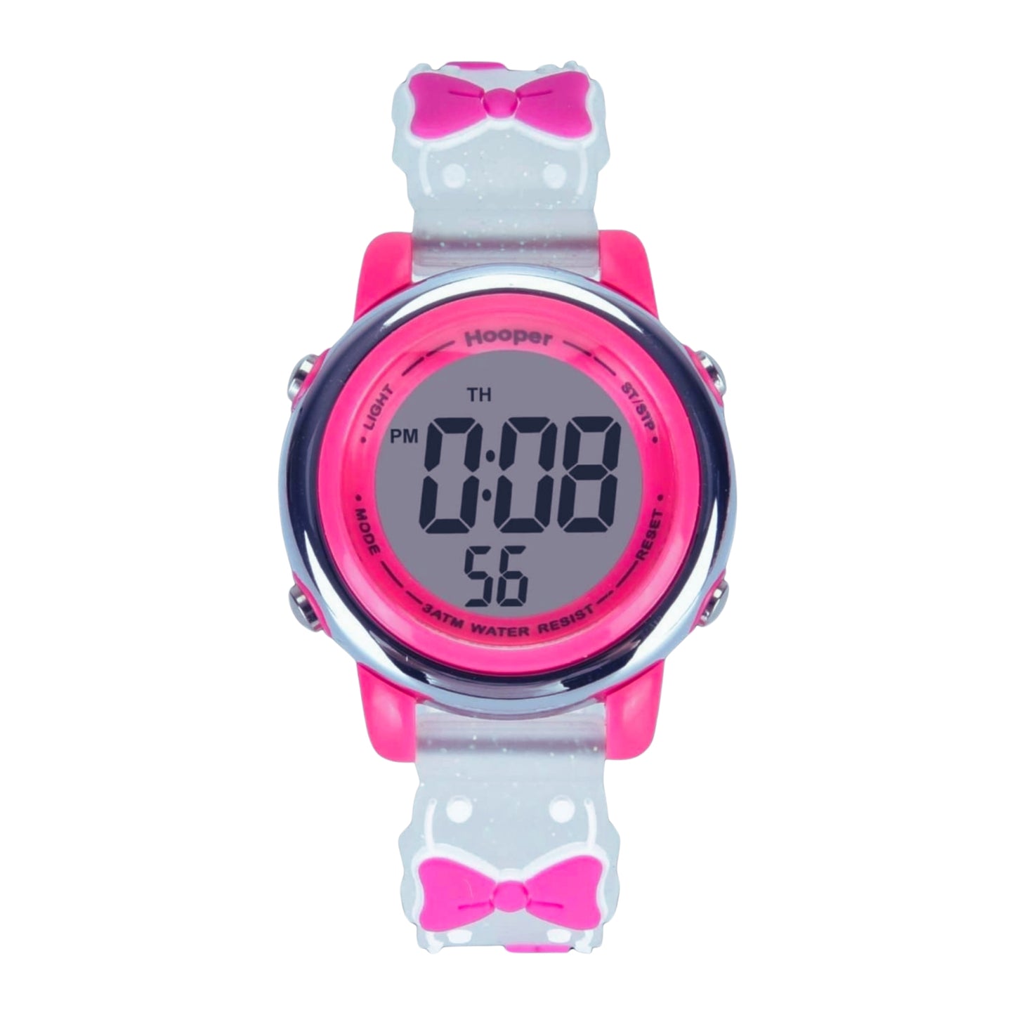 Hooper Premium Watches for Girls – 3D Cute LED 7 Colors Multifunction Digital Waterproof Watch for Kids 5-10 Years, Unbreakable Silicone Strap ( BOWTIE )
