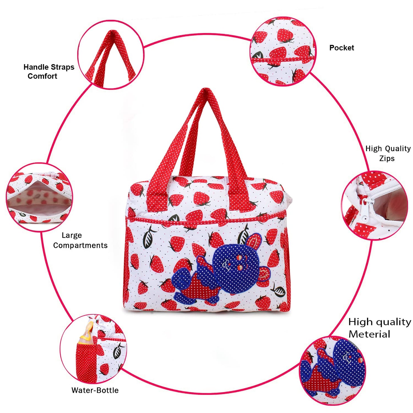 Hooper Diaper Bag for Moms | Compact and Spacious Baby Travel Backpack with Insulated Pockets | Adjustable Shoulder Strap and Waterproof Material | RED