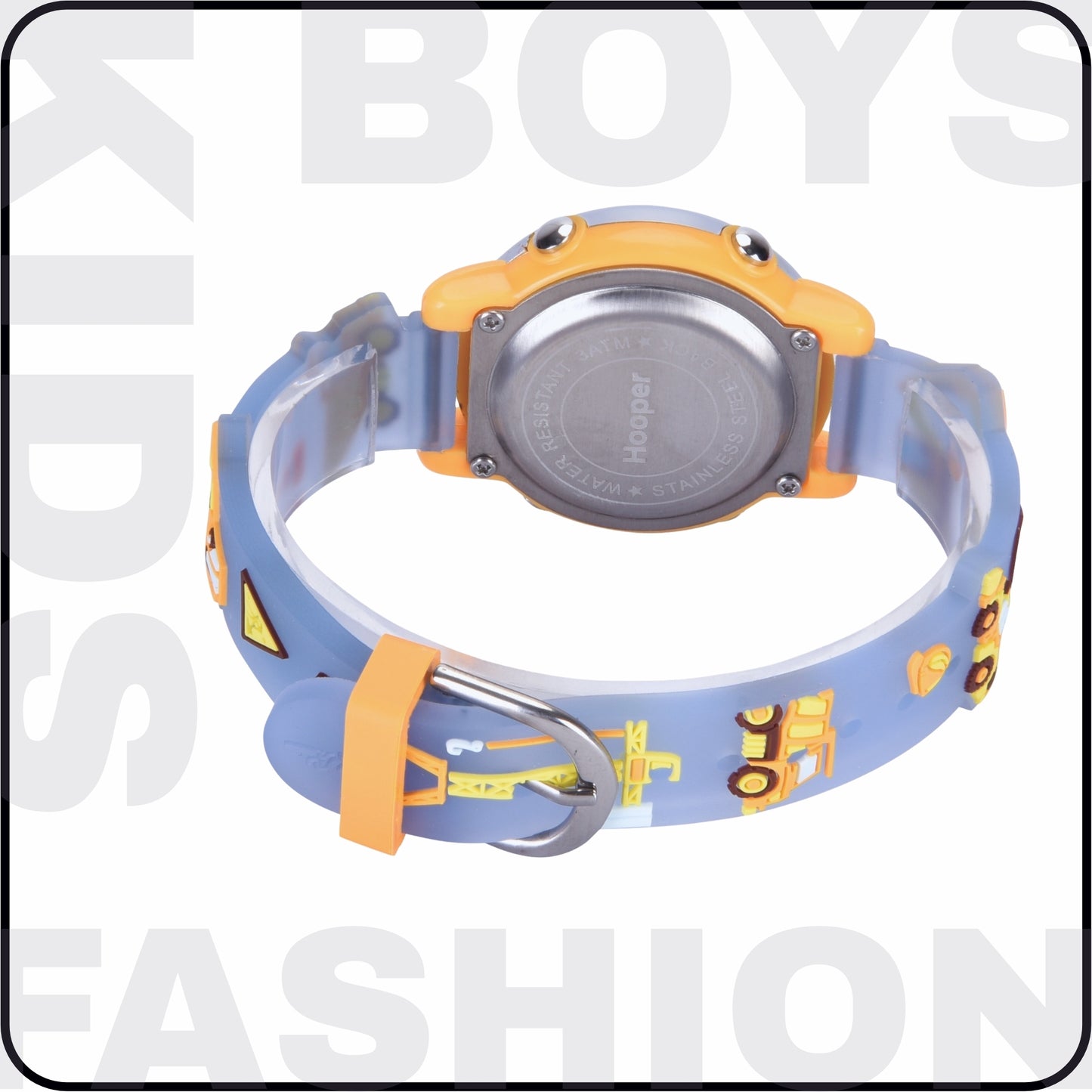 Hooper Premium Watches for Boys – 3D Cute LED 7 Colors Multifunction Digital Waterproof Watch for Kids 5-10 Years, Unbreakable Silicone Strap ( JCB EXCAVATOR )
