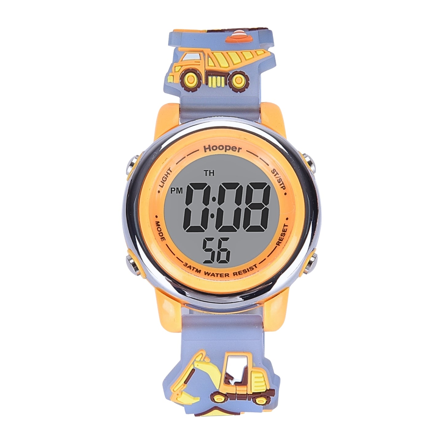 Hooper Premium Watches for Boys – 3D Cute LED 7 Colors Multifunction Digital Waterproof Watch for Kids 5-10 Years, Unbreakable Silicone Strap ( JCB EXCAVATOR )