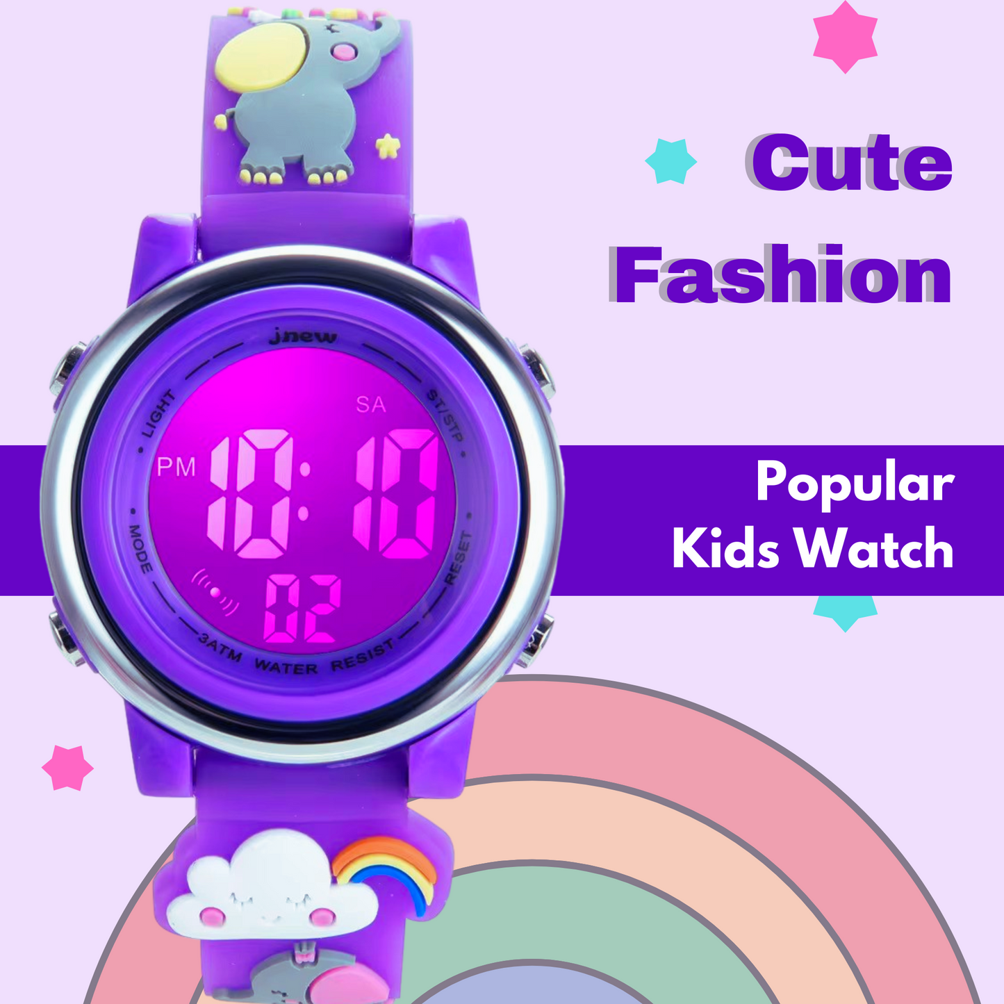 Hooper Unicorn Watches for Girls – 3D Cute LED 7 Colors Multifunction Digital Waterproof Watch for Kids 5-10 Years, Unbreakable Silicone Strap