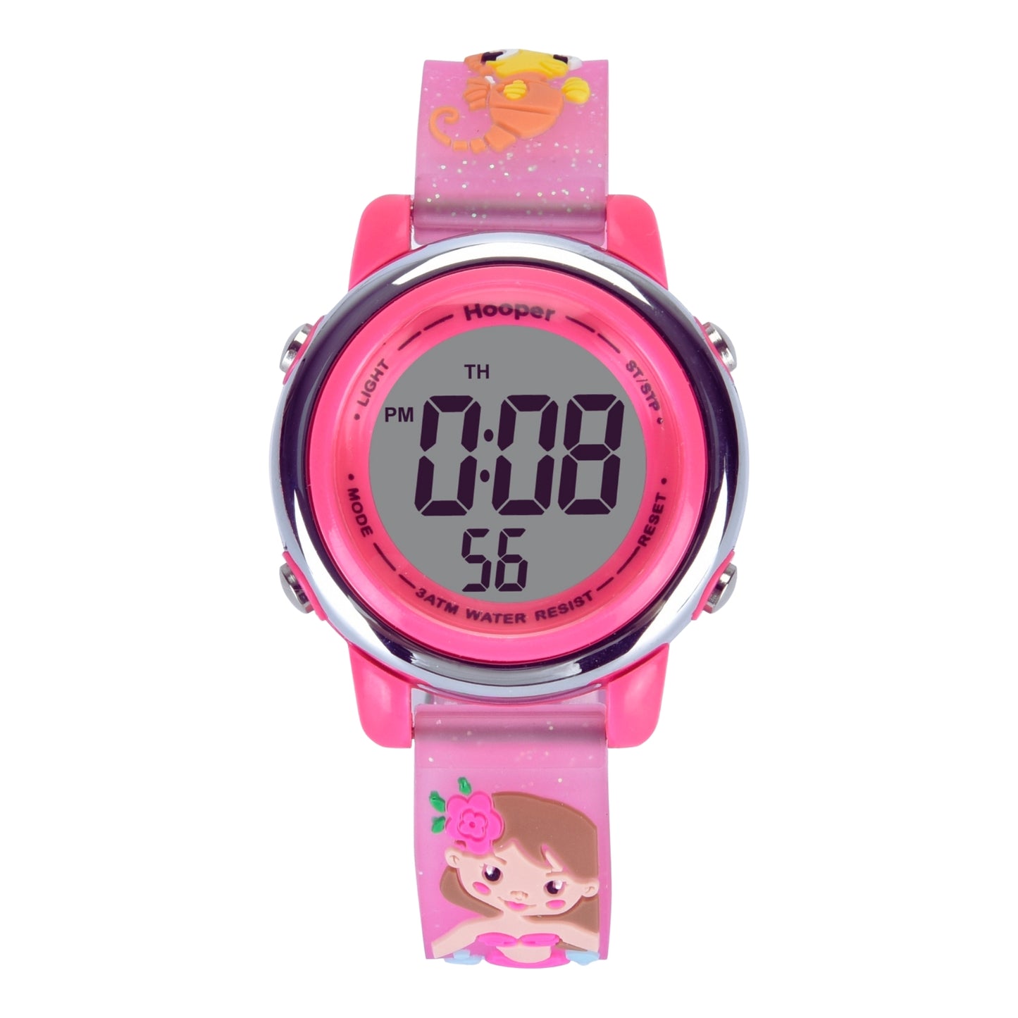 Hooper Premium Watches for Girls – 3D Cute LED 7 Colors Multifunction Digital Waterproof Watch for Kids 5-10 Years, Unbreakable Silicone Strap ( MERMAID )