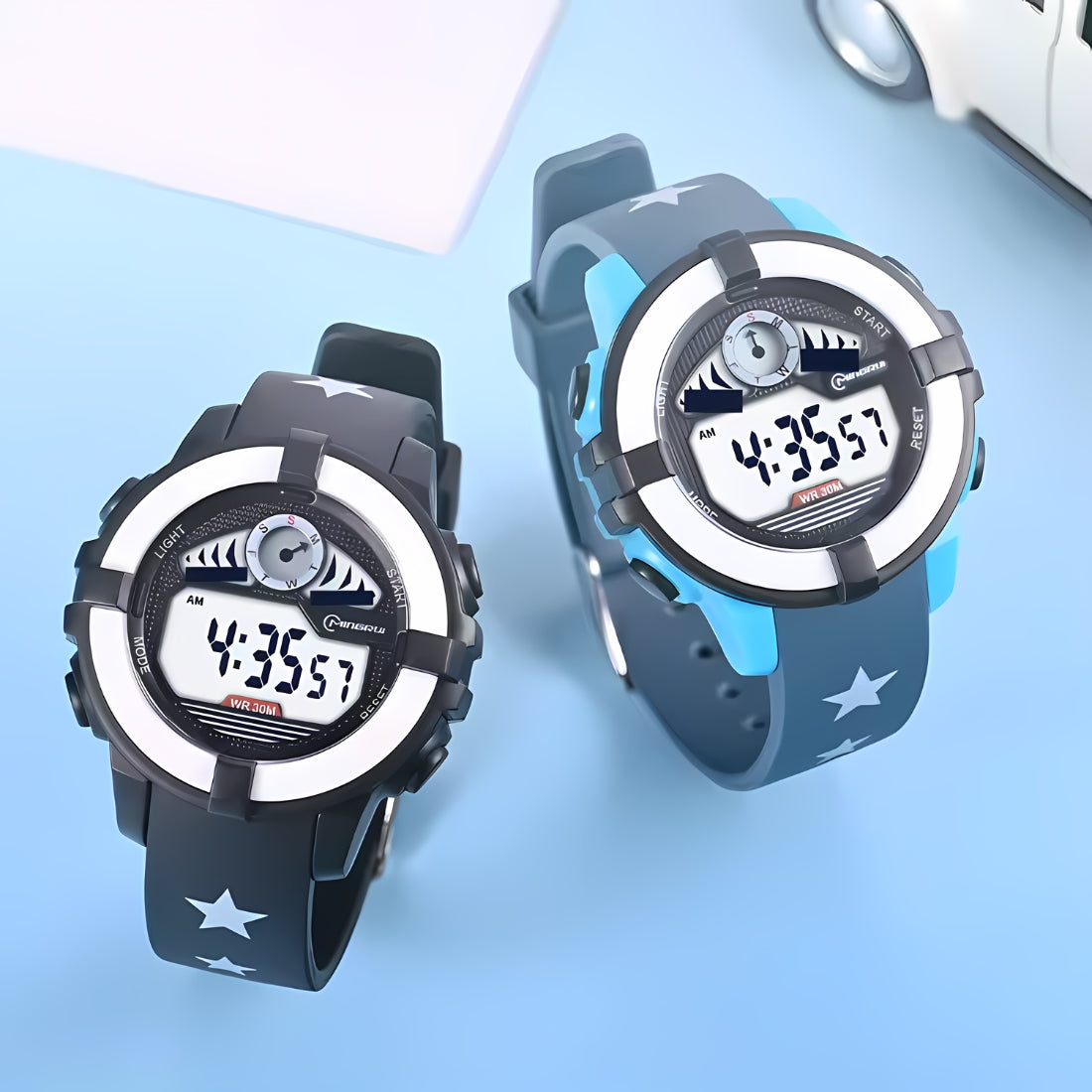 Hooper Kids Digital Sports LED Wrist Watch Boys Girls 5-12 Years Waterproof Multifunction Alarm Stopwatch Backlight Durable Strap Outdoor Casual Wear