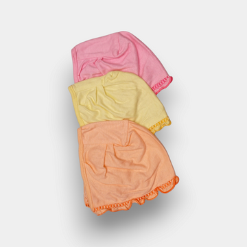 HOOPER Baby Caps Pack of 3 - Soft Cotton Double Layer Infant Bonnets for Newborns, With Strings, Multicolor