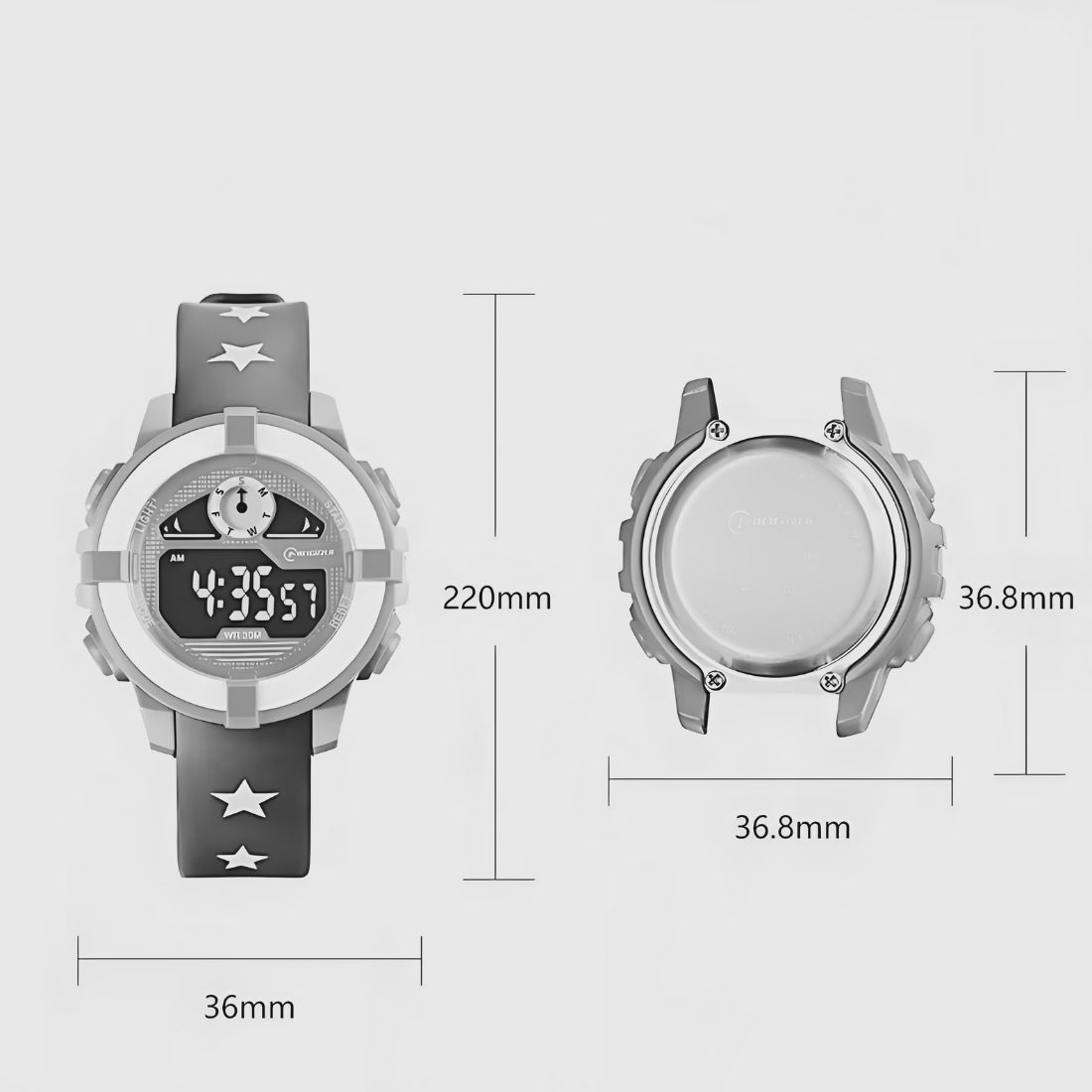 Hooper Kids Digital Sports LED Wrist Watch Boys Girls 5-12 Years Waterproof Multifunction Alarm Stopwatch Backlight Durable Strap Outdoor Casual Wear