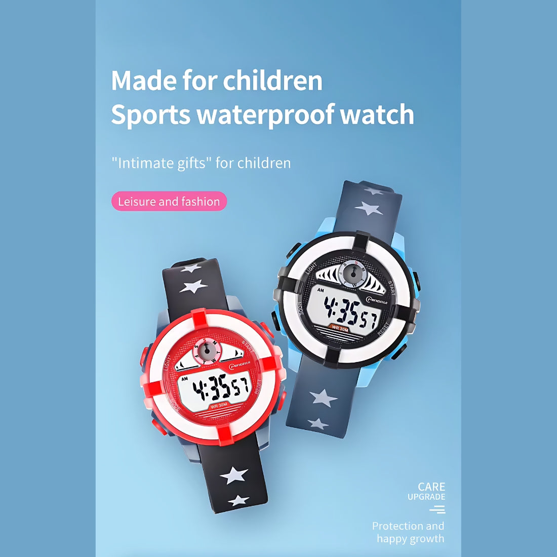 Hooper Kids Digital Sports LED Wrist Watch Boys Girls 5-12 Years Waterproof Multifunction Alarm Stopwatch Backlight Durable Strap Outdoor Casual Wear