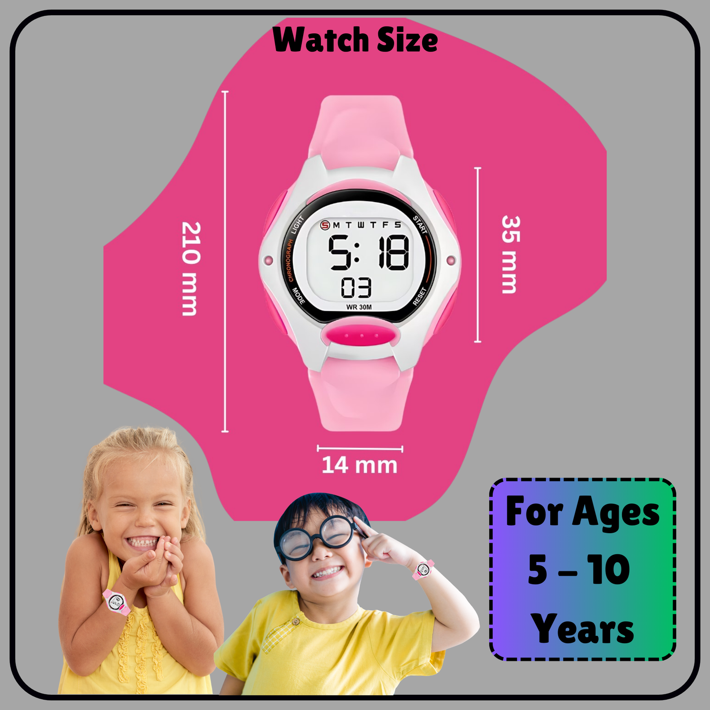 Hooper Kids Digital Watch for Boys and Girls, Multifunctional, sports Design, Age 5+