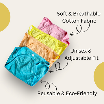 Hooper Baby's Cotton Cloth Diapers/Langot Double Layer U Shaped Tie Knot Closer Washable and Reusable Nappies