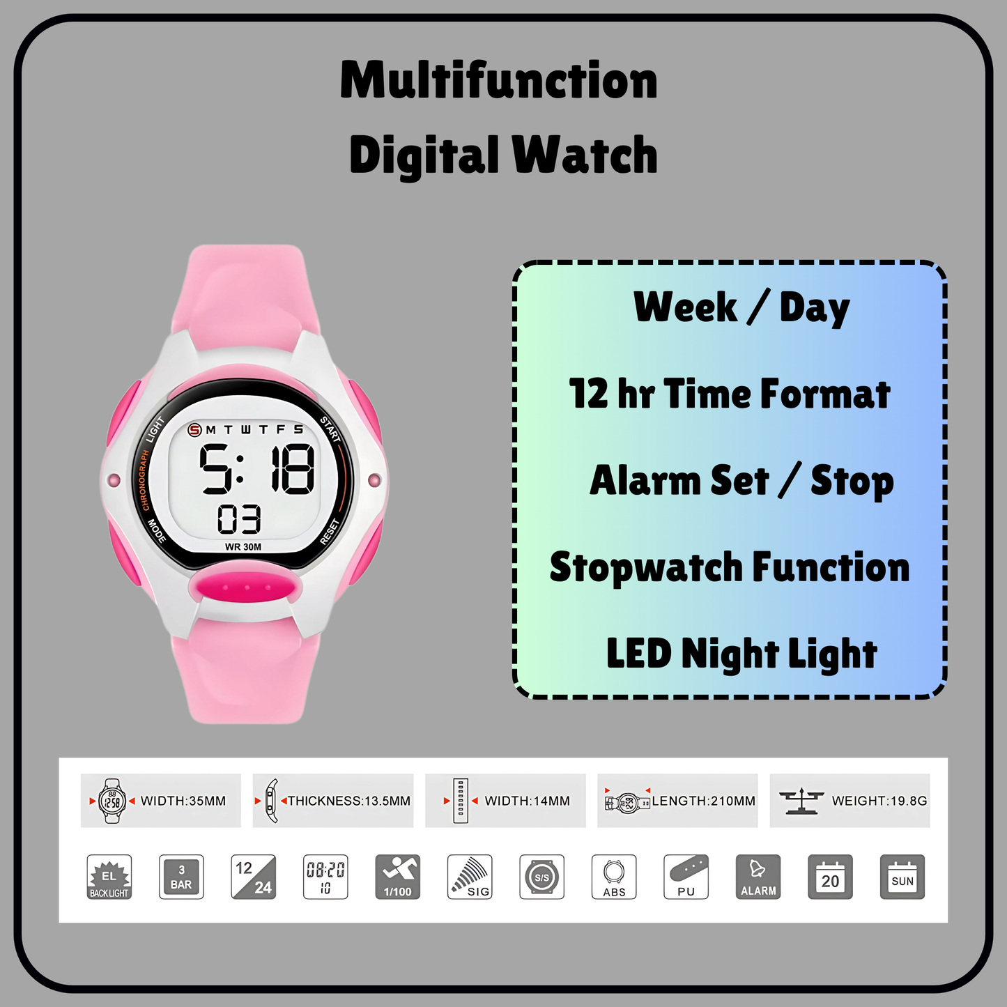 Hooper Kids Digital Watch for Boys and Girls, Multifunctional, sports Design, Age 5+