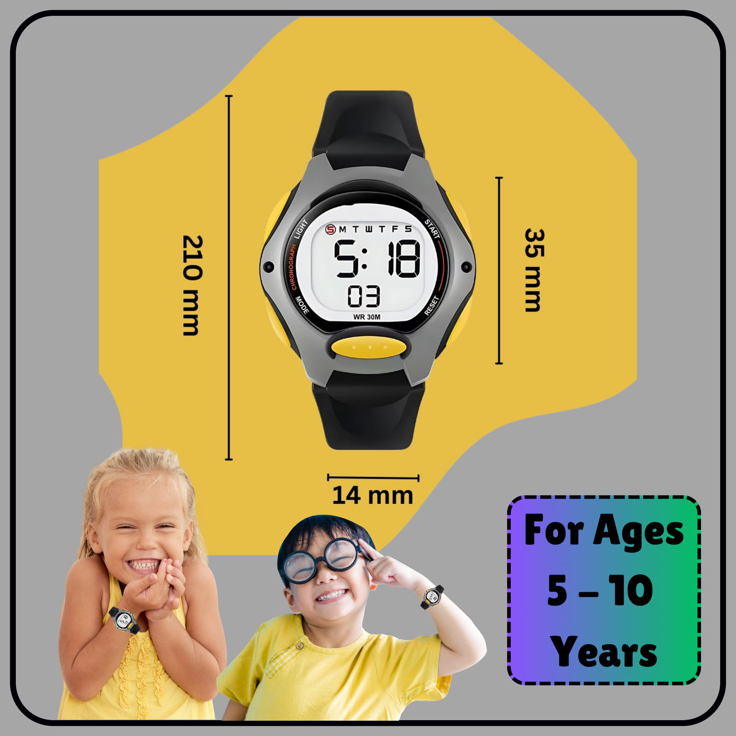 Hooper Kids Digital Watch for Boys and Girls, Multifunctional, sports Design, Age 5+