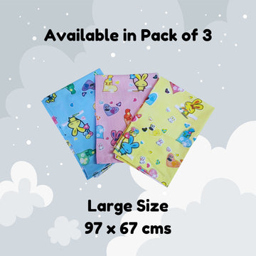 Hooper Plastic Baby Bed-Sheet | Wetting Protector Sheet | Mattress Sheet for Baby | Toddler Bed-Sheet | Thin, Printed Tiny Animal Pattern, Washable, Protects from Wetness (Multicolor Medium)