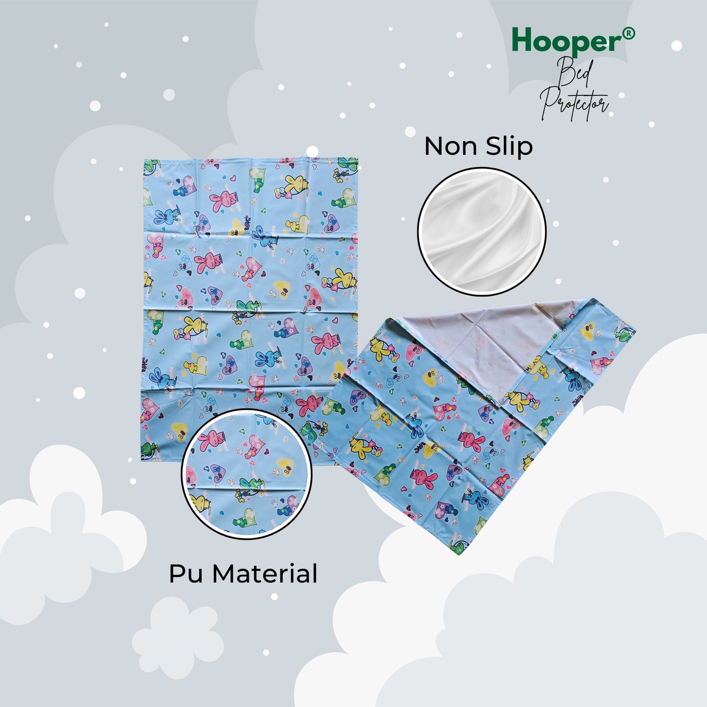 Hooper Plastic Baby Bed-Sheet | Wetting Protector Sheet | Mattress Sheet for Baby | Toddler Bed-Sheet | Thin, Printed Tiny Animal Pattern, Washable, Protects from Wetness (Multicolor Medium)