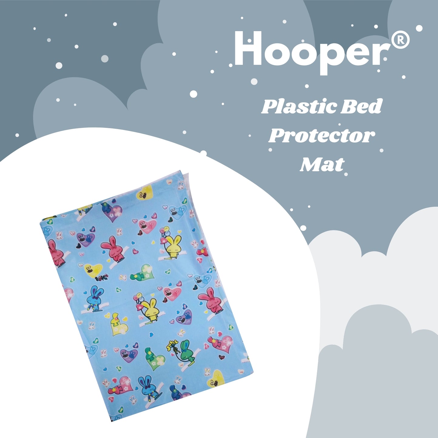 Hooper Plastic Baby Bed-Sheet | Wetting Protector Sheet | Mattress Sheet for Baby | Toddler Bed-Sheet | Thin, Printed Tiny Animal Pattern, Washable, Protects from Wetness, Large