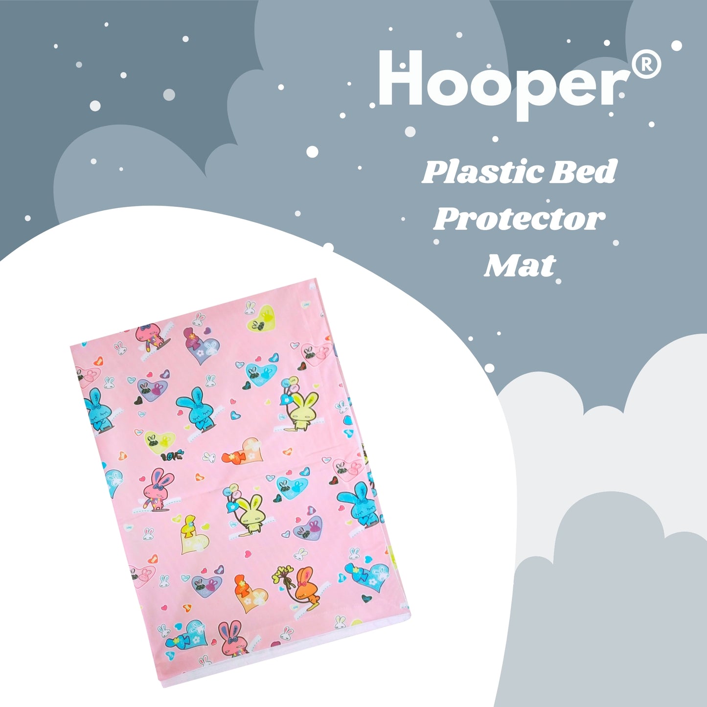 Hooper Plastic Baby Bed-Sheet | Wetting Protector Sheet | Mattress Sheet for Baby | Toddler Bed-Sheet | Thin, Printed Tiny Animal Pattern, Washable, Protects from Wetness, Large
