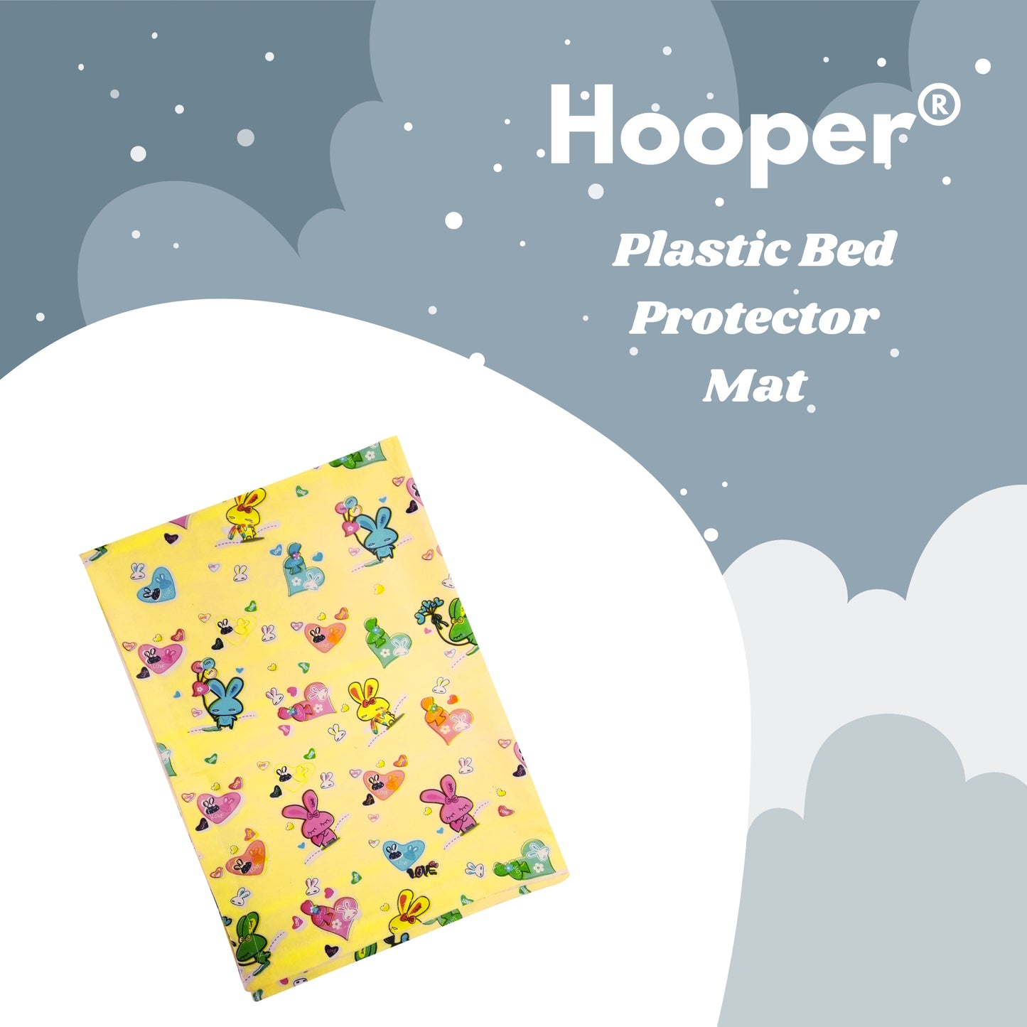 Hooper Plastic Baby Bed-Sheet | Wetting Protector Sheet | Mattress Sheet for Baby | Toddler Bed-Sheet | Thin, Printed Tiny Animal Pattern, Washable, Protects from Wetness, Large