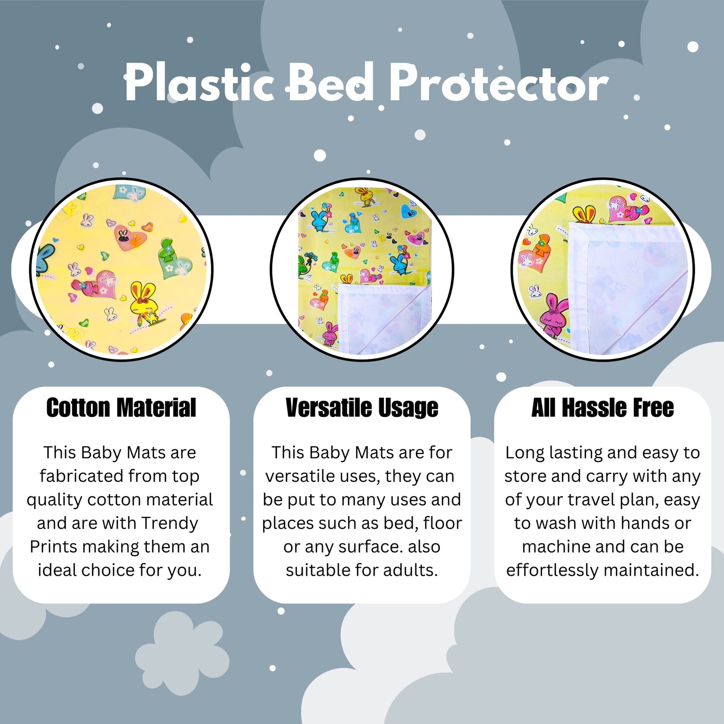 Hooper Plastic Baby Bed-Sheet | Wetting Protector Sheet | Mattress Sheet for Baby | Toddler Bed-Sheet | Thin, Printed Tiny Animal Pattern, Washable, Protects from Wetness, Large