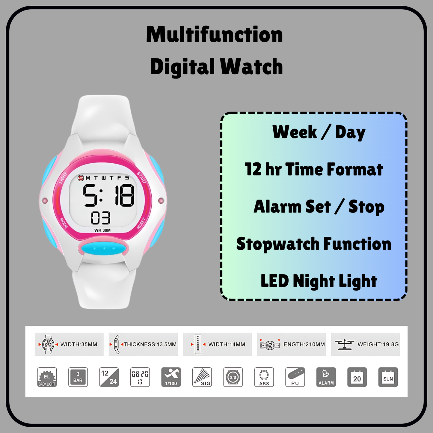 Hooper Kids Digital Watch for Boys and Girls, Multifunctional, sports Design, Age 5+