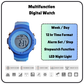 Hooper Kids Digital Sports LED Wrist Watch Boys Girls 5-12 Years Waterproof Multifunction Alarm Stopwatch Backlight Durable Strap Outdoor Casual Wear