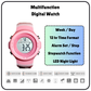 Hooper Kids Digital Sports LED Wrist Watch Boys Girls 5-12 Years Waterproof Multifunction Alarm Stopwatch Backlight Durable Strap Outdoor Casual Wear