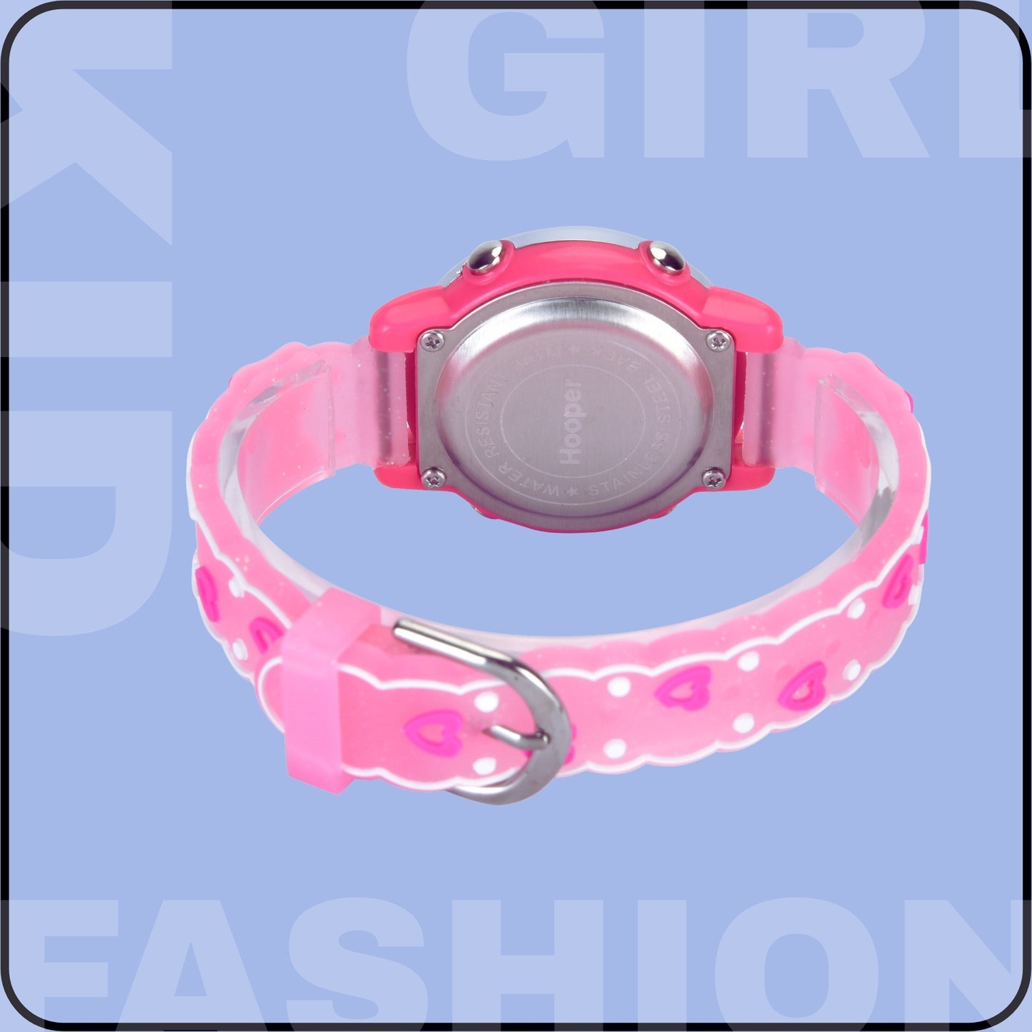 Hooper Premium Watches for Girls – 3D Cute LED 7 Colors Multifunction Digital Waterproof Watch for Kids 5-10 Years, Unbreakable Silicone Strap ( BOWTIE )