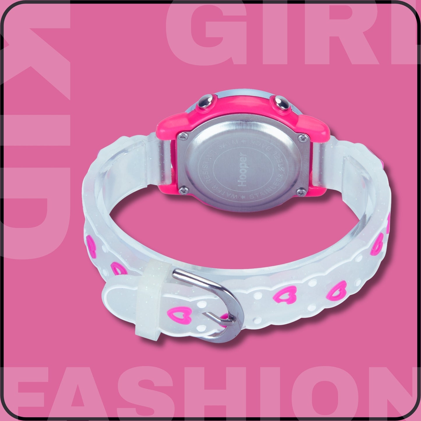 Hooper Premium Watches for Girls – 3D Cute LED 7 Colors Multifunction Digital Waterproof Watch for Kids 5-10 Years, Unbreakable Silicone Strap ( BOWTIE )