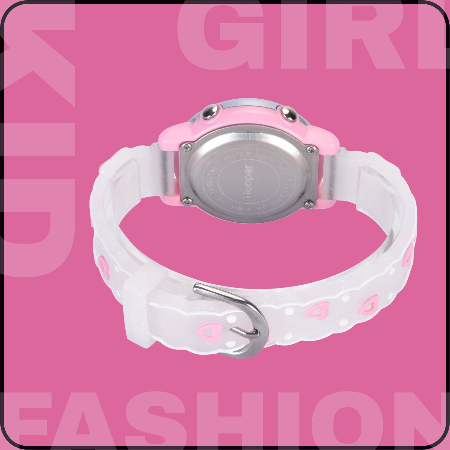 Hooper Premium Watches for Girls – 3D Cute LED 7 Colors Multifunction Digital Waterproof Watch for Kids 5-10 Years, Unbreakable Silicone Strap ( BOWTIE )