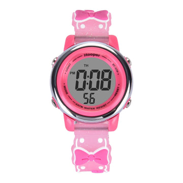 Hooper Premium Watches for Girls – 3D Cute LED 7 Colors Multifunction Digital Waterproof Watch for Kids 5-10 Years, Unbreakable Silicone Strap ( BOWTIE )