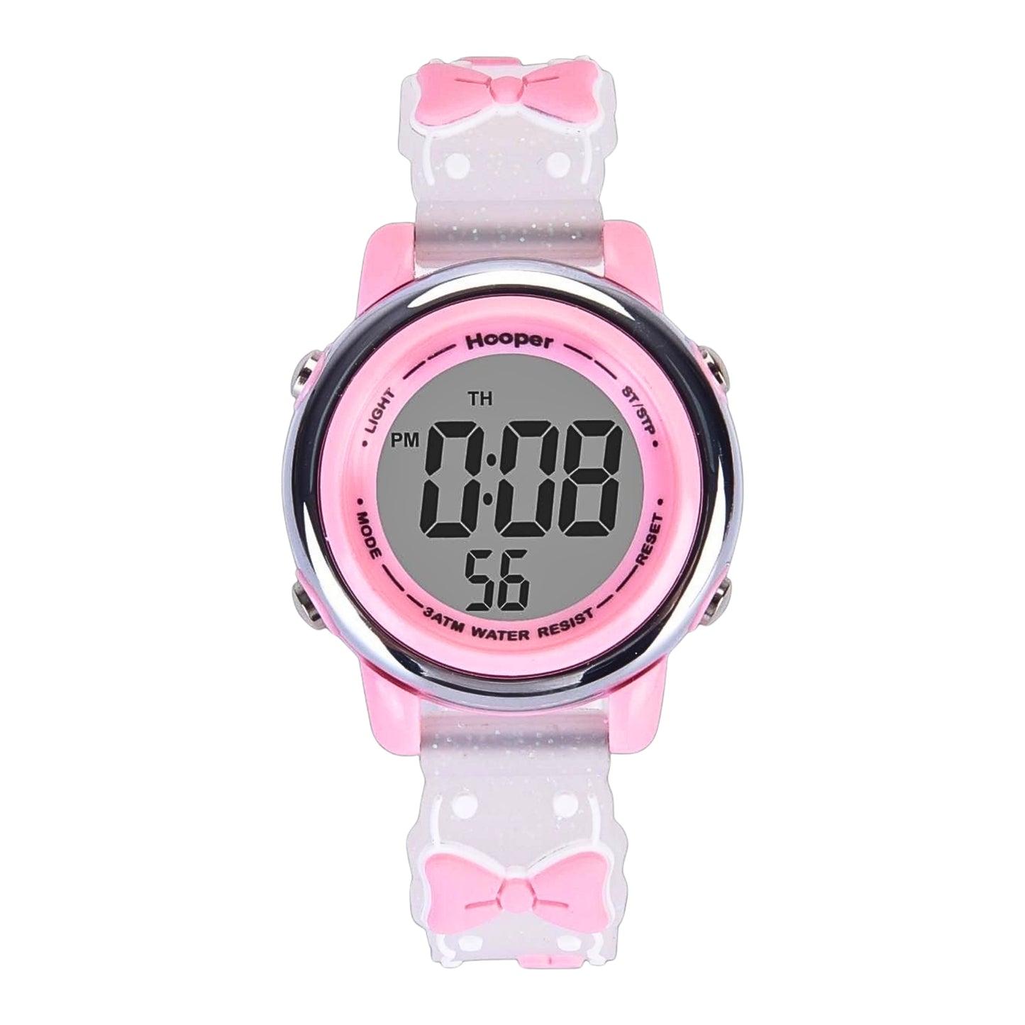 Hooper Premium Watches for Girls – 3D Cute LED 7 Colors Multifunction Digital Waterproof Watch for Kids 5-10 Years, Unbreakable Silicone Strap ( BOWTIE )