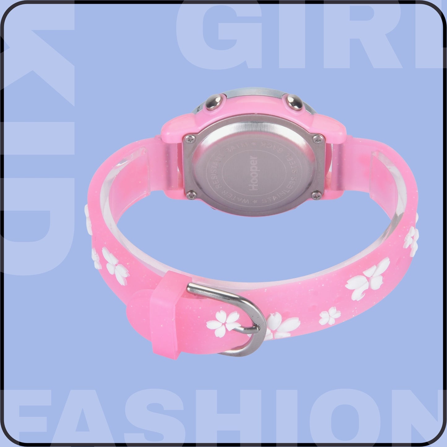 Hooper Premium Watches for Girls – 3D Cute LED 7 Colors Multifunction Digital Waterproof Watch for Kids 5-10 Years, Unbreakable Silicone Strap (CHERRY )