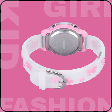 Hooper Premium Watches for Girls – 3D Cute LED 7 Colors Multifunction Digital Waterproof Watch for Kids 5-10 Years, Unbreakable Silicone Strap (CHERRY )