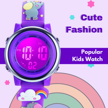 Hooper Unicorn 3D Cute Watches for Girls, Elephant Purple