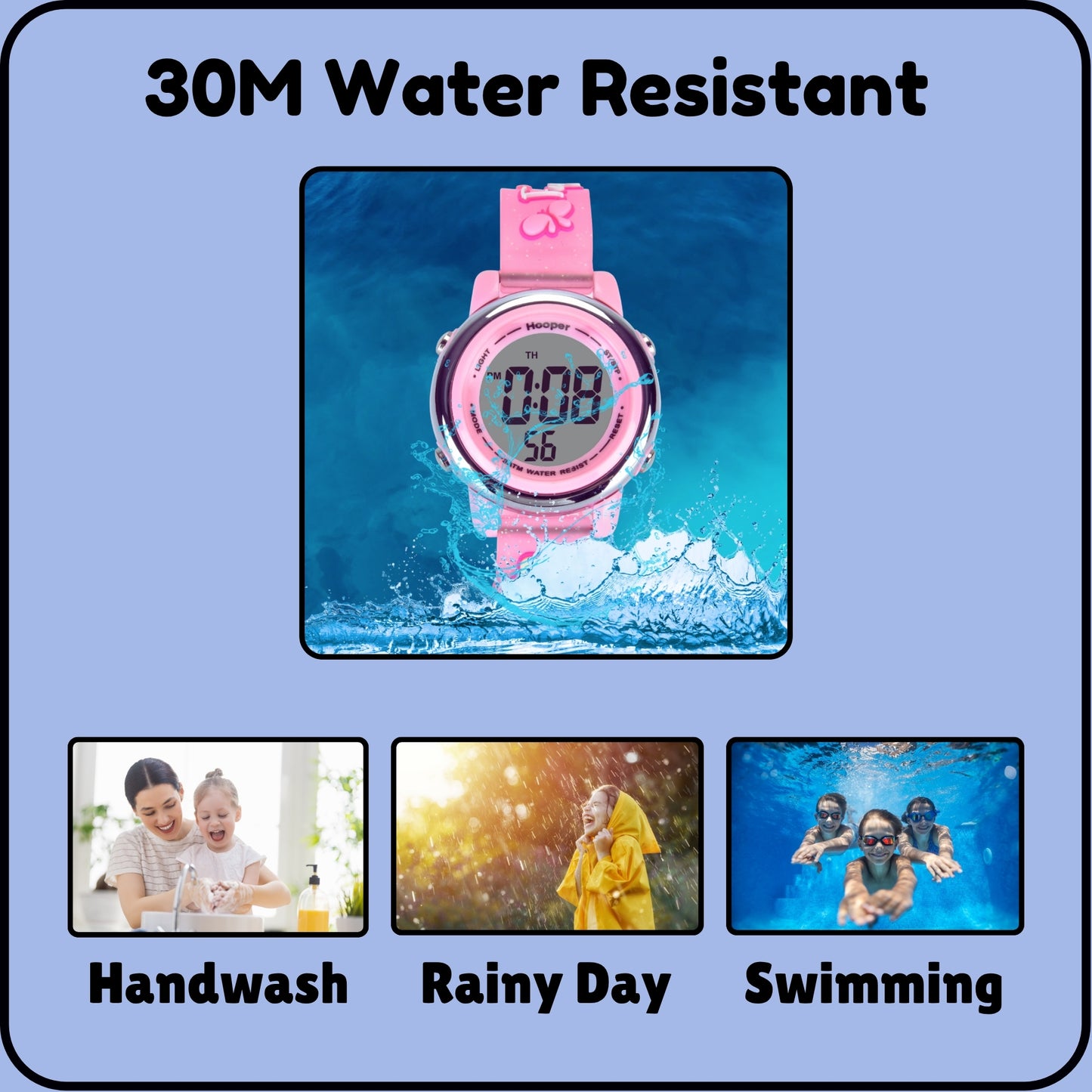 Hooper Premium Watches for Girls – 3D Cute LED 7 Colors Multifunction Digital Waterproof Watch for Kids 5-10 Years, Unbreakable Silicone Strap ( Fairy )