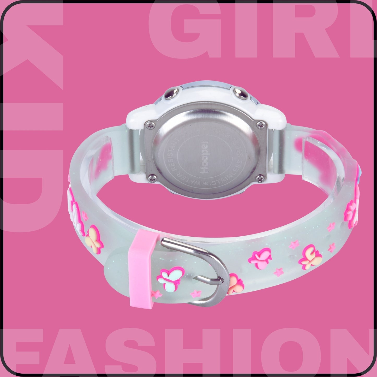 Hooper Premium Watches for Girls – 3D Cute LED 7 Colors Multifunction Digital Waterproof Watch for Kids 5-10 Years, Unbreakable Silicone Strap ( Fairy )