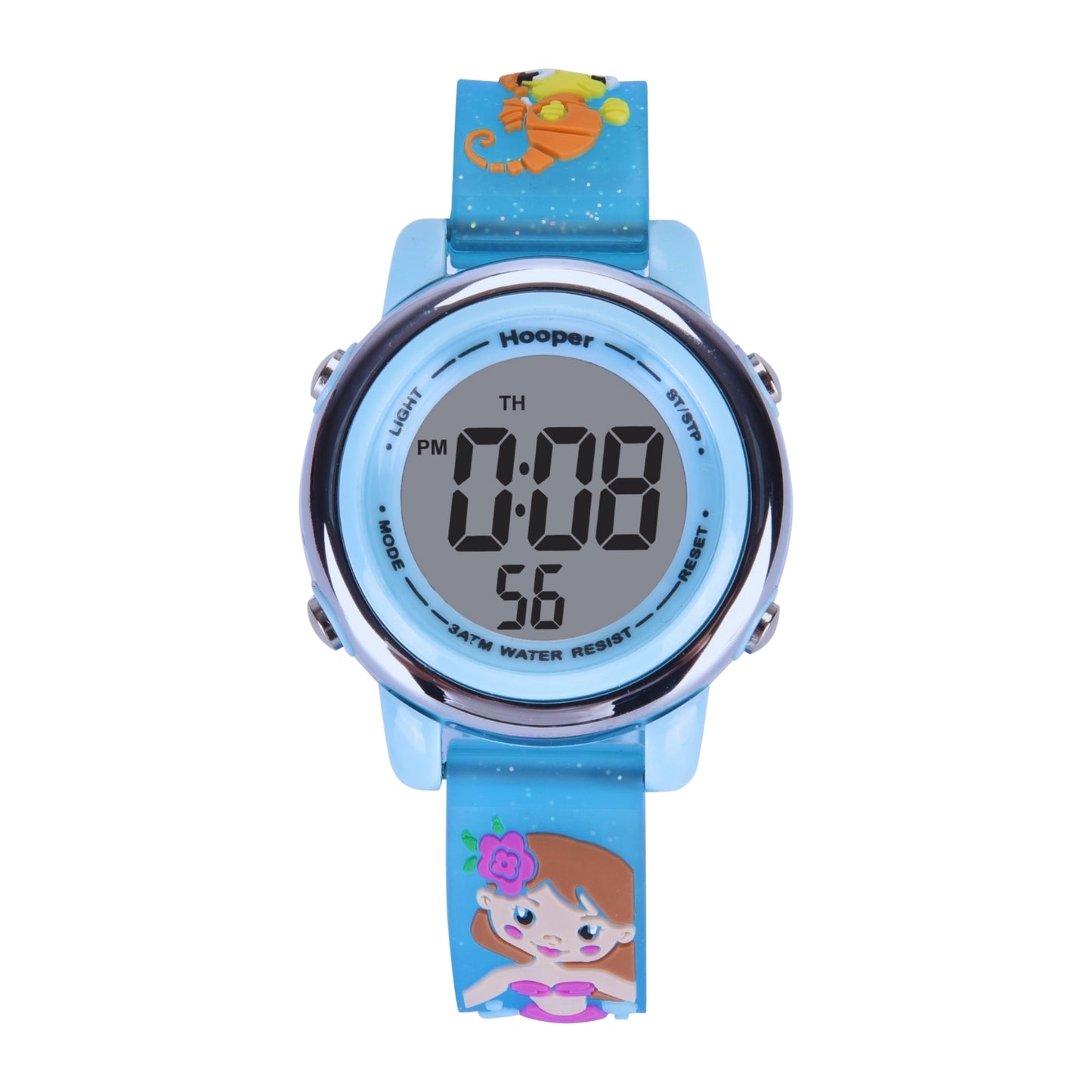 Hooper Premium Watches for Girls – 3D Cute LED 7 Colors Multifunction Digital Waterproof Watch for Kids 5-10 Years, Unbreakable Silicone Strap ( MERMAID )