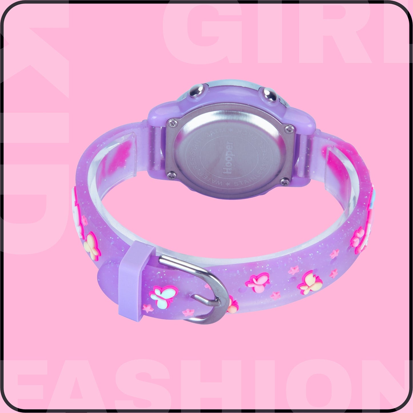 Hooper Premium Watches for Girls – 3D Cute LED 7 Colors Multifunction Digital Waterproof Watch for Kids 5-10 Years, Unbreakable Silicone Strap ( Fairy )
